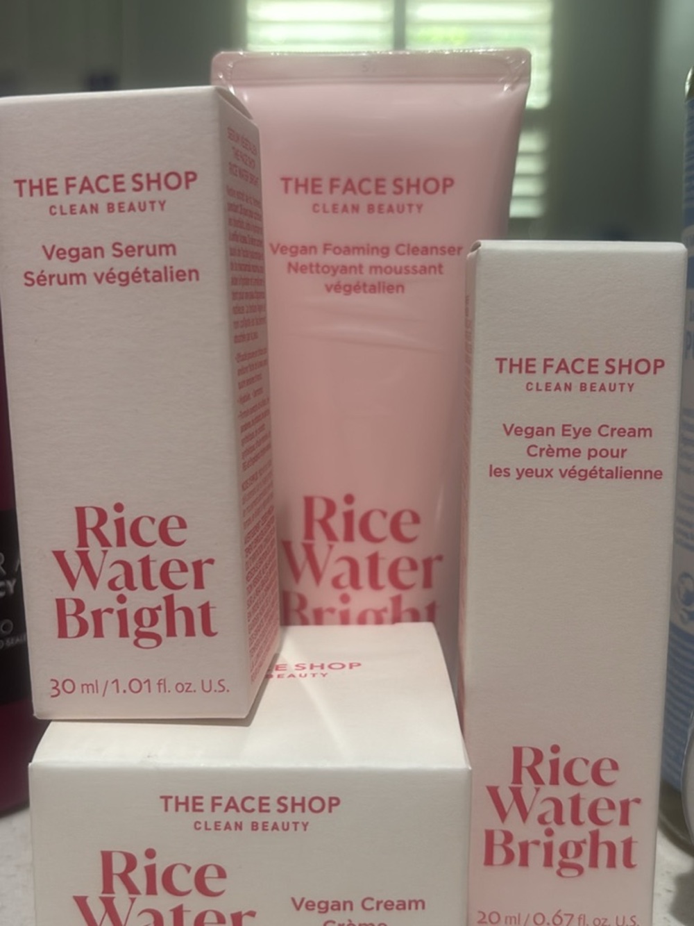 Rice Water Bright Vegan Skincare Set - Pink